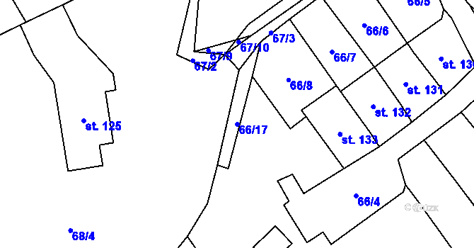 Parcela st. 66/17 v KÚ Míčov, Katastrální mapa