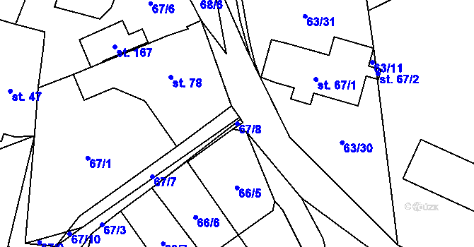 Parcela st. 67/8 v KÚ Míčov, Katastrální mapa