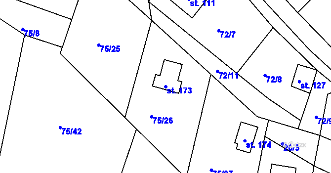 Parcela st. 173 v KÚ Míčov, Katastrální mapa
