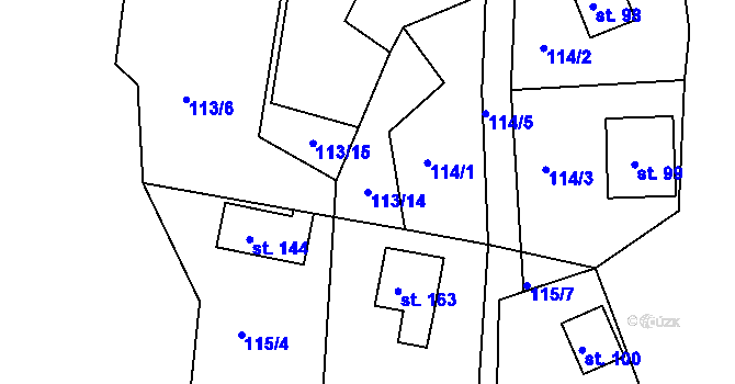 Parcela st. 113/14 v KÚ Míčov, Katastrální mapa