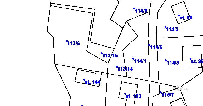 Parcela st. 113/15 v KÚ Míčov, Katastrální mapa