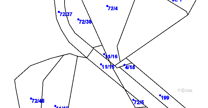 Parcela st. 11/16 v KÚ Míčov, Katastrální mapa