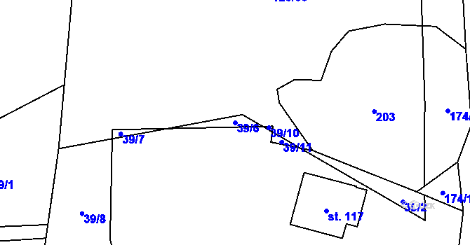 Parcela st. 39/6 v KÚ Míčov, Katastrální mapa