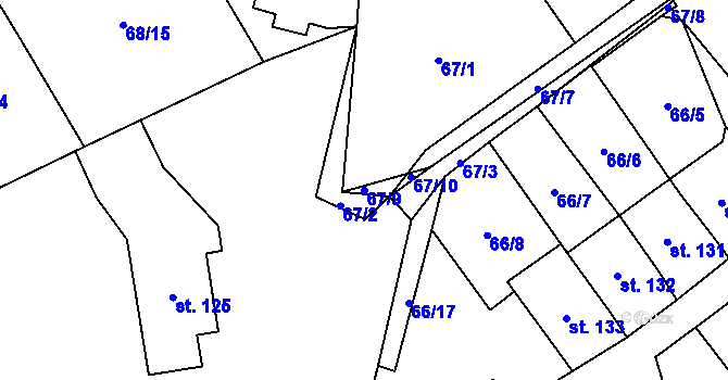 Parcela st. 67/9 v KÚ Míčov, Katastrální mapa