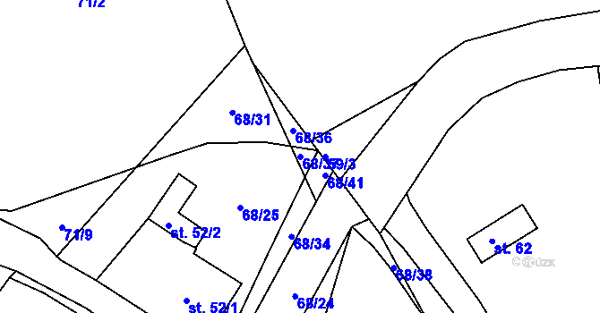Parcela st. 68/37 v KÚ Míčov, Katastrální mapa