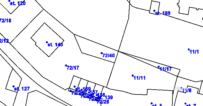 Parcela st. 72/40 v KÚ Míčov, Katastrální mapa