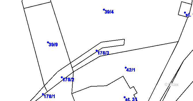 Parcela st. 178/3 v KÚ Míčov, Katastrální mapa