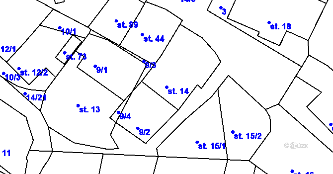 Parcela st. 14 v KÚ Sušice, Katastrální mapa