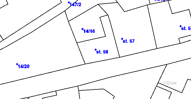 Parcela st. 58 v KÚ Sušice, Katastrální mapa
