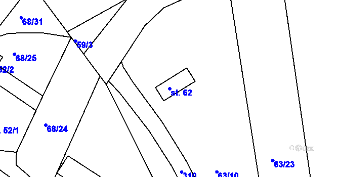 Parcela st. 62 v KÚ Sušice, Katastrální mapa