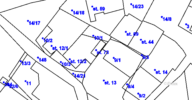Parcela st. 73 v KÚ Sušice, Katastrální mapa