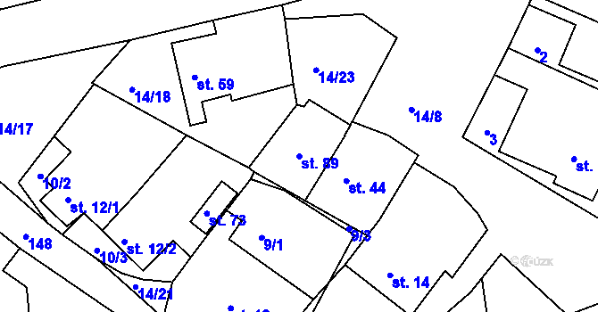 Parcela st. 89 v KÚ Sušice, Katastrální mapa