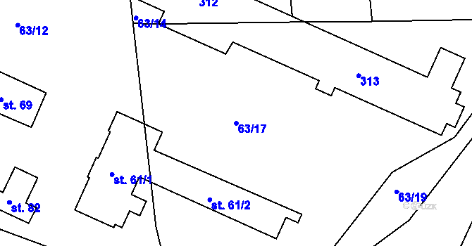 Parcela st. 63/17 v KÚ Sušice, Katastrální mapa