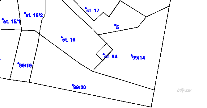 Parcela st. 94 v KÚ Sušice, Katastrální mapa