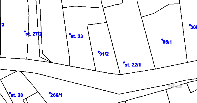 Parcela st. 91/2 v KÚ Zbyslavec, Katastrální mapa