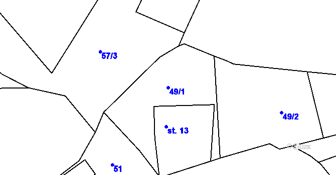 Parcela st. 49/1 v KÚ Zbyslavec, Katastrální mapa