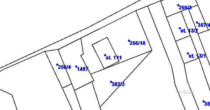Parcela st. 111 v KÚ Frantoly, Katastrální mapa