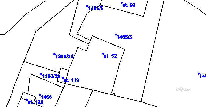 Parcela st. 52 v KÚ Jáma, Katastrální mapa