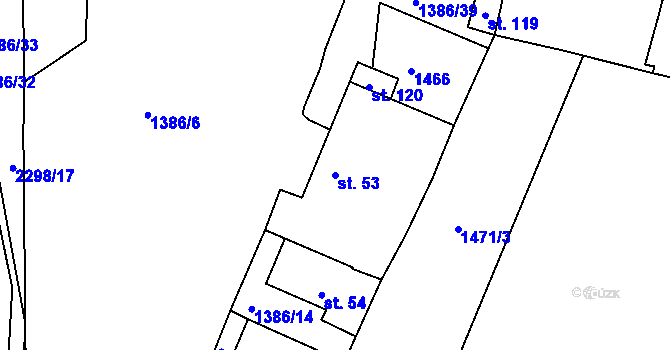 Parcela st. 53 v KÚ Jáma, Katastrální mapa