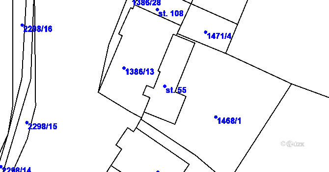 Parcela st. 55 v KÚ Jáma, Katastrální mapa