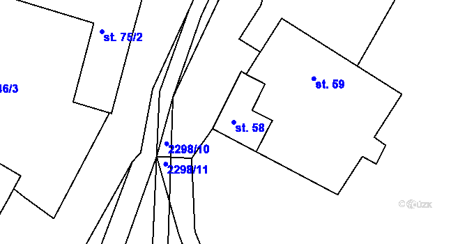Parcela st. 58 v KÚ Jáma, Katastrální mapa