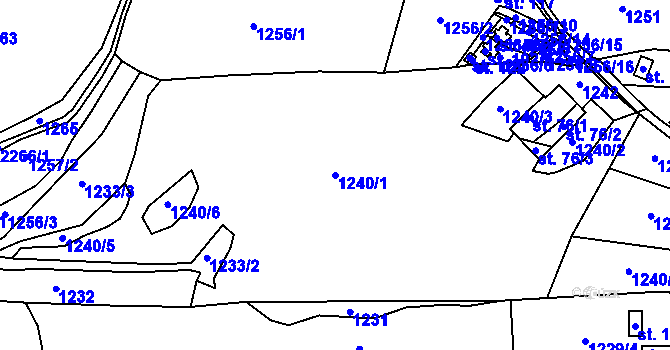 Parcela st. 1240/1 v KÚ Jáma, Katastrální mapa