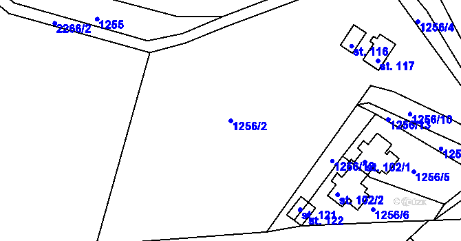 Parcela st. 1256/2 v KÚ Jáma, Katastrální mapa