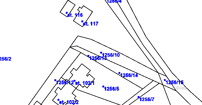 Parcela st. 1256/10 v KÚ Jáma, Katastrální mapa