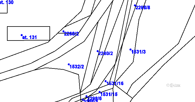 Parcela st. 2280/2 v KÚ Jáma, Katastrální mapa