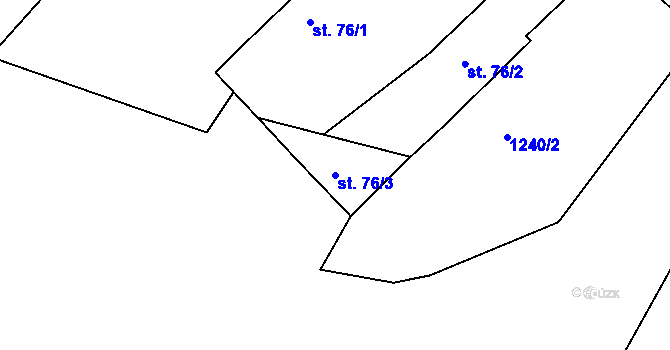 Parcela st. 76/3 v KÚ Jáma, Katastrální mapa