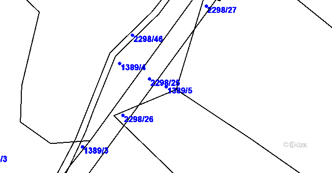 Parcela st. 1389/5 v KÚ Jáma, Katastrální mapa
