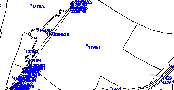 Parcela st. 1398/1 v KÚ Jáma, Katastrální mapa