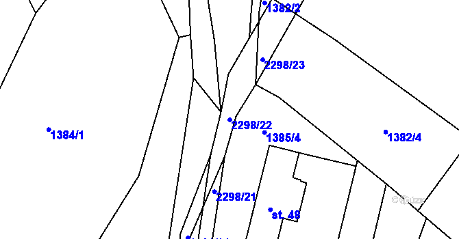 Parcela st. 2298/22 v KÚ Jáma, Katastrální mapa