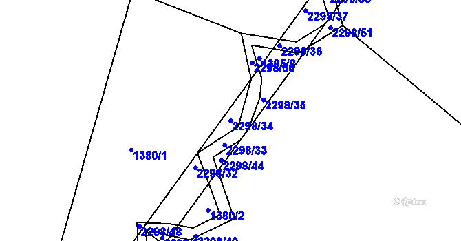 Parcela st. 2298/34 v KÚ Jáma, Katastrální mapa