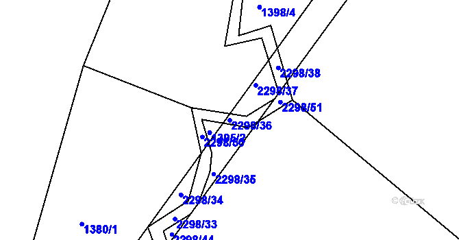 Parcela st. 2298/36 v KÚ Jáma, Katastrální mapa
