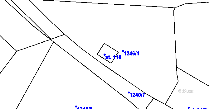Parcela st. 118 v KÚ Jáma, Katastrální mapa
