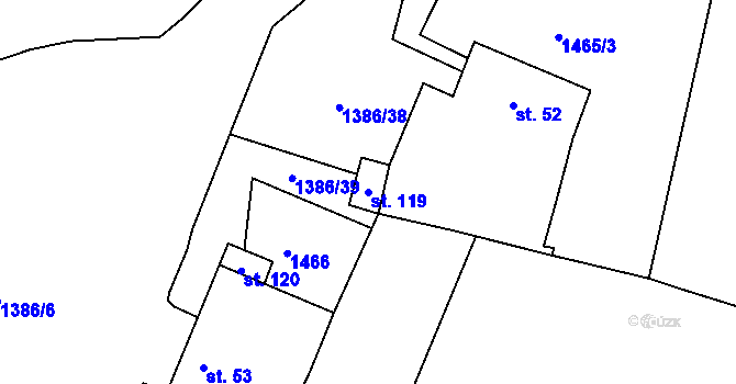 Parcela st. 119 v KÚ Jáma, Katastrální mapa