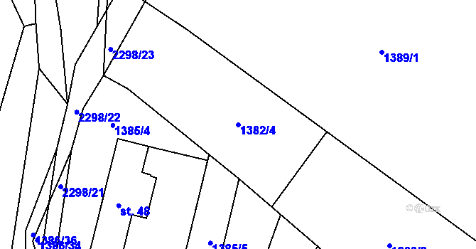 Parcela st. 1382/4 v KÚ Jáma, Katastrální mapa