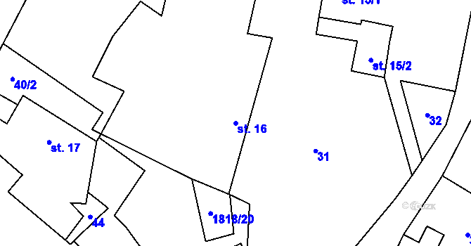 Parcela st. 16 v KÚ Mičovice, Katastrální mapa