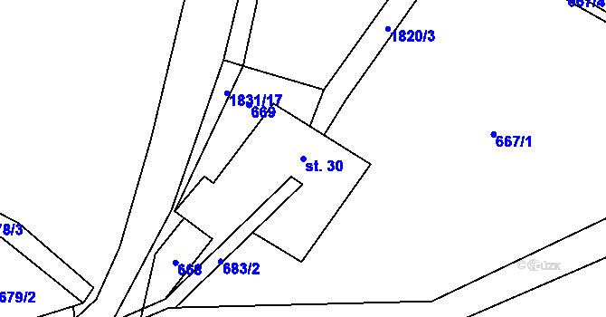 Parcela st. 30 v KÚ Mičovice, Katastrální mapa