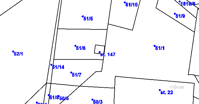 Parcela st. 147 v KÚ Mičovice, Katastrální mapa