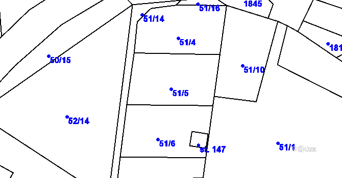 Parcela st. 51/5 v KÚ Mičovice, Katastrální mapa