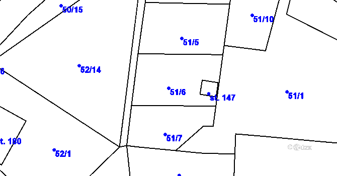 Parcela st. 51/6 v KÚ Mičovice, Katastrální mapa