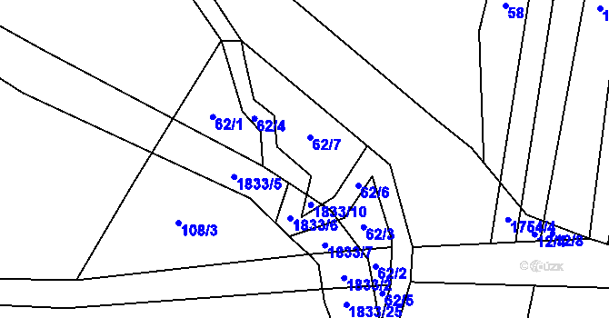 Parcela st. 62 v KÚ Mičovice, Katastrální mapa