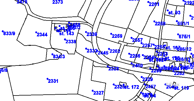 Parcela st. 2445 v KÚ Mičovice, Katastrální mapa