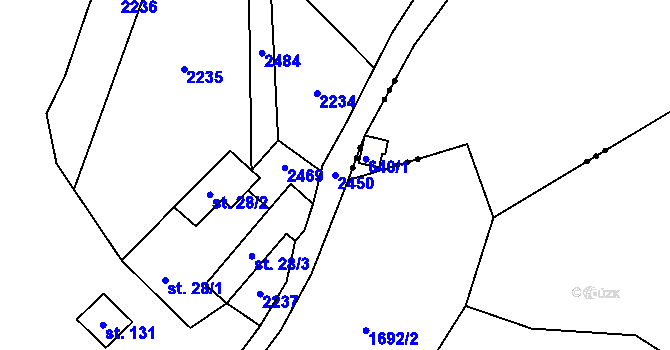Parcela st. 2450 v KÚ Mičovice, Katastrální mapa