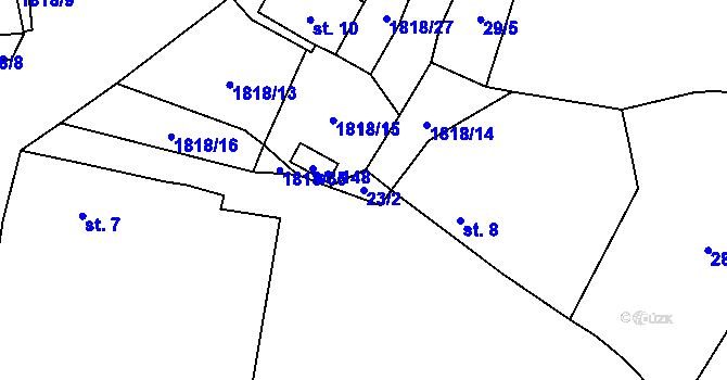 Parcela st. 23/2 v KÚ Mičovice, Katastrální mapa