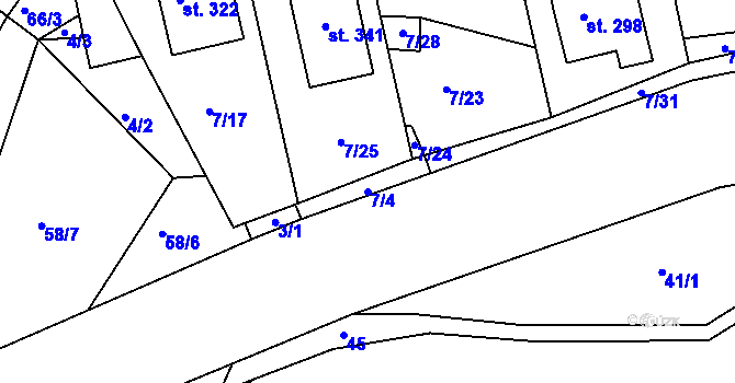 Parcela st. 7/4 v KÚ Michalovice u Havlíčkova Brodu, Katastrální mapa