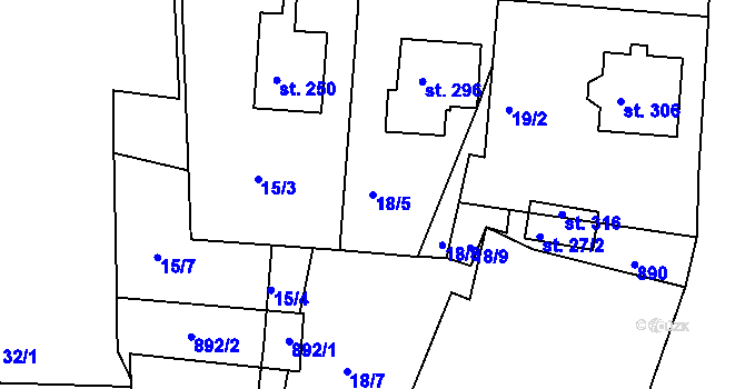Parcela st. 18/5 v KÚ Michalovice u Havlíčkova Brodu, Katastrální mapa