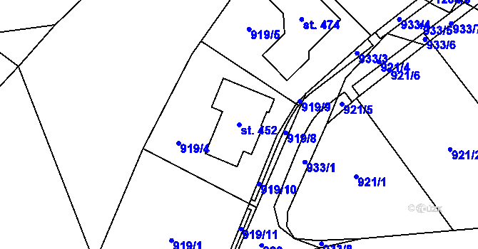 Parcela st. 452 v KÚ Šmolovy u Havlíčkova Brodu, Katastrální mapa